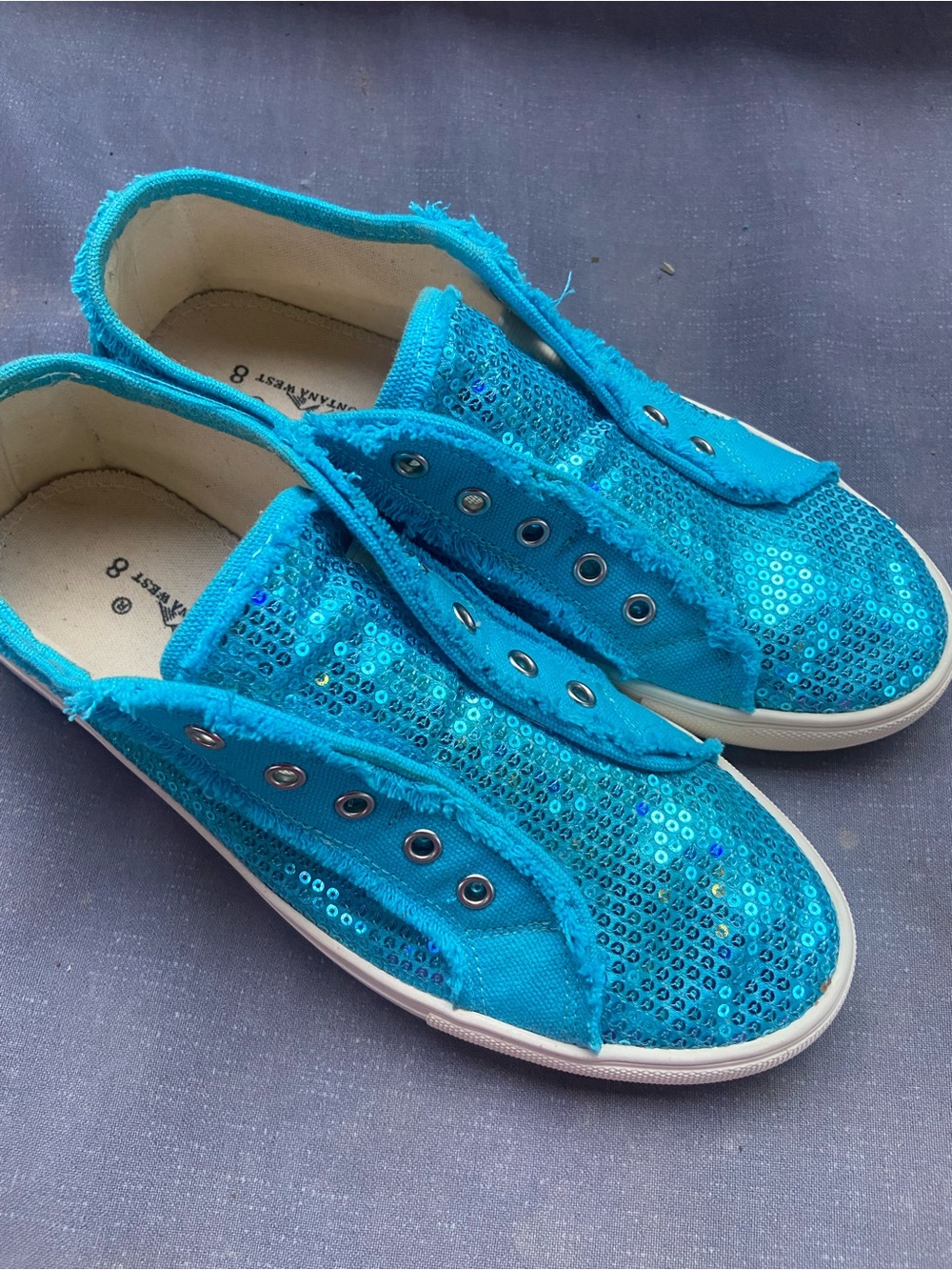 🩵💎Montana West Women’s SZ. 8 Sequin Slip-On Sneakers - Turquoise Blue🩵💎